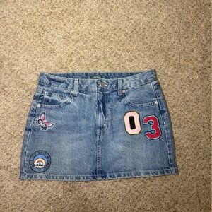 Wild Fable Blue Denim Mini Skirt with Patches